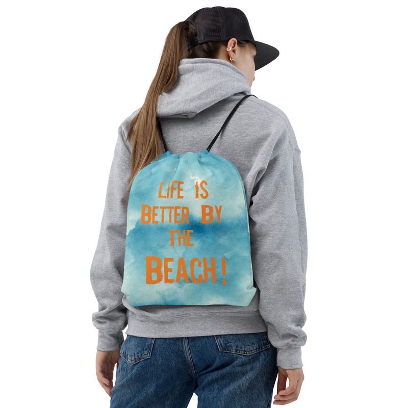 Life is better by the beach (Kordelzug-Beutel)
