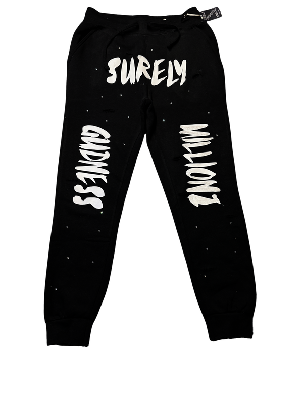 BLACK RHINESTONE SWEATPANTS