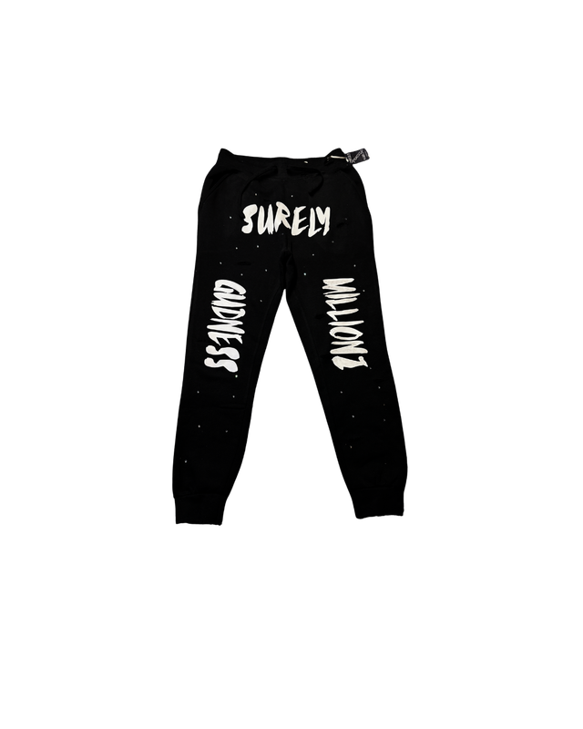BLACK RHINESTONE SWEATPANTS