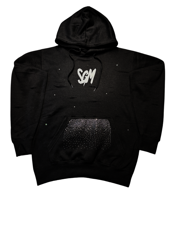 BLACK RHINESTONE HOODIE