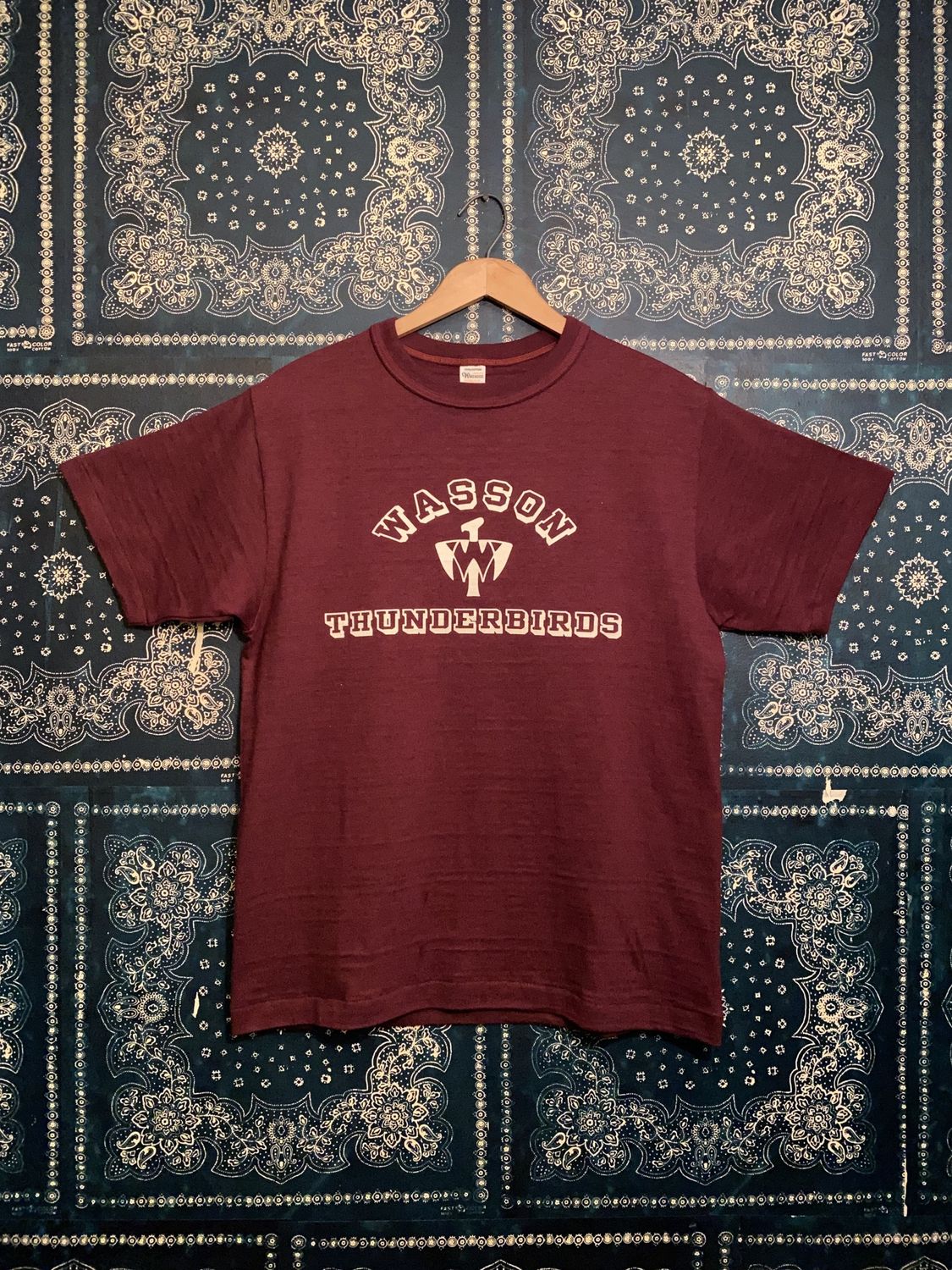 Warehouse Wasson Thunderbirds Tee - Bordeaux, Size: Medium