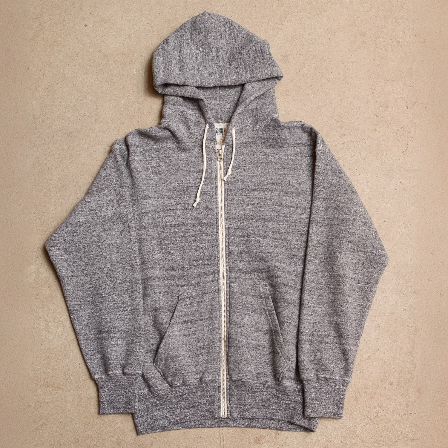 Dubbleworks Lot 142 Loopwheel Zip Up Sweat Hoodie - Heather Charcoal, Size: Small