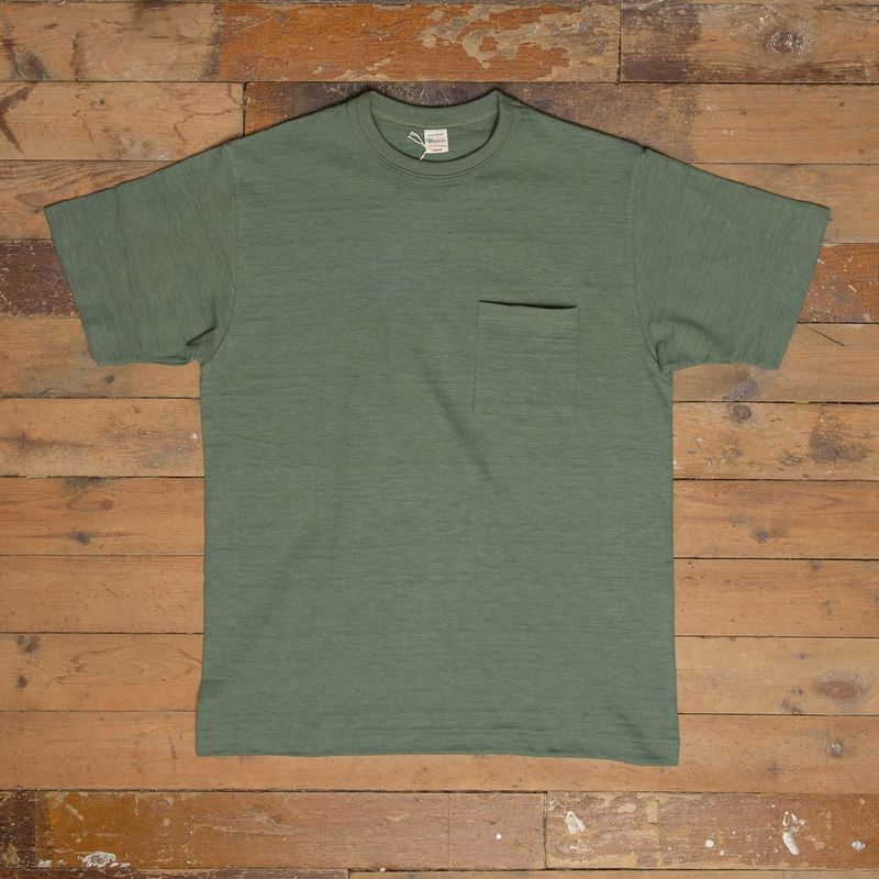 Warehouse 4601P Loopwheel Pocket Tee in MC Green