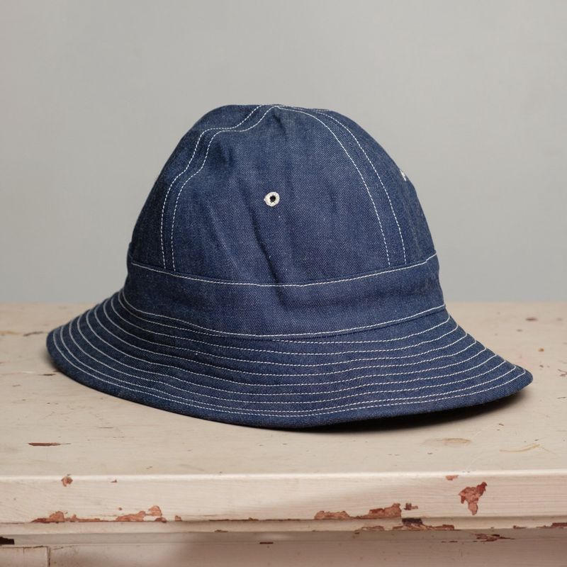 Warehouse "Duck Digger" Lot 5200 Raw Indigo Denim Army Hat