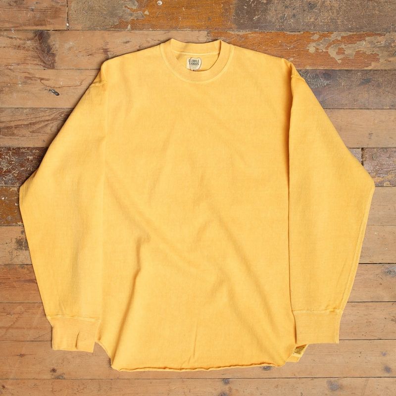 Dubbleworks Pigment Dyed Heavyweight Baseball Longsleeve in Gold
