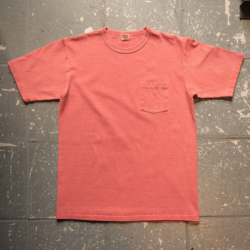 Dubbleworks Heavy Weight Pigment Dye Short Sleeve Pocket T-Shirt in Orange