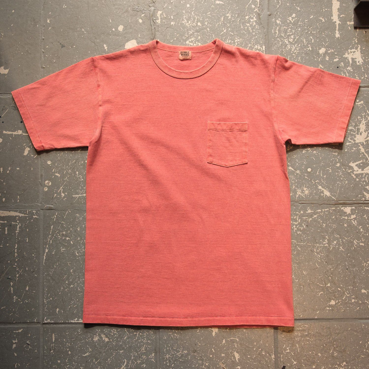 Dubbleworks Heavy Weight Pigment Dye Short Sleeve Pocket T-Shirt in Orange, Size: Medium