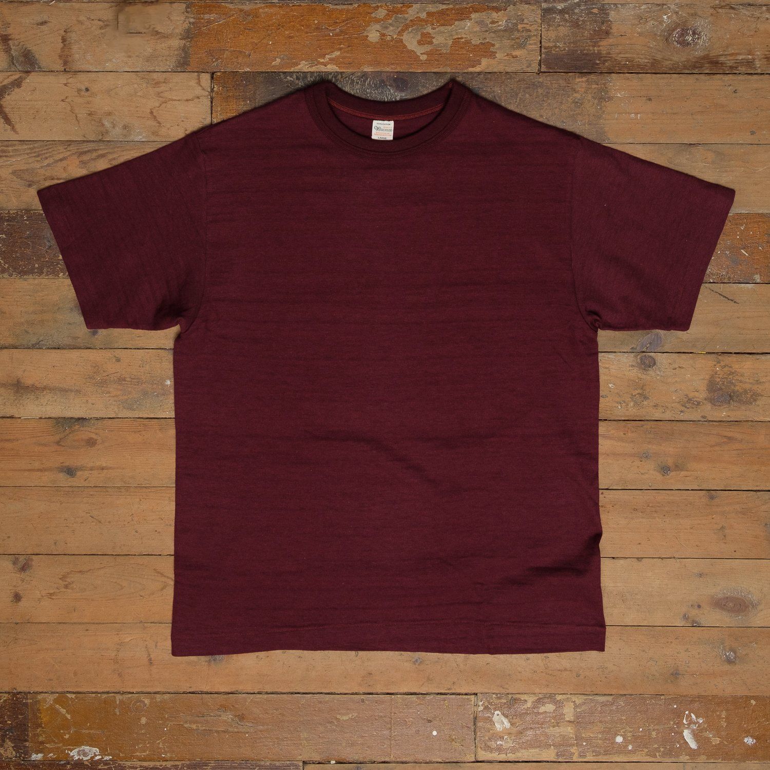 Warehouse 4601 Loopwheel Tee in Bordeaux, Size: Medium