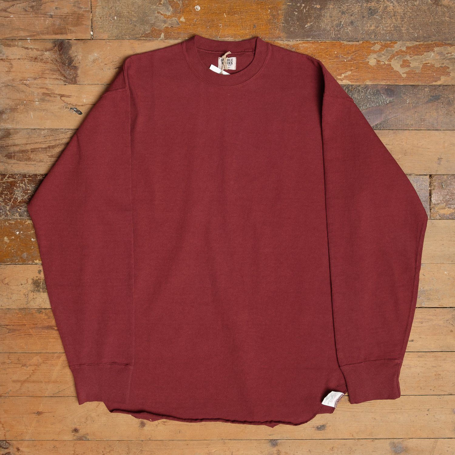 Dubbleworks Heavyweight Baseball Longsleeve in Burgundy, Size: Small