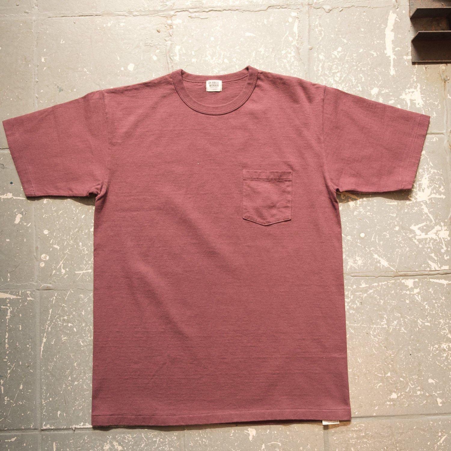 Dubbleworks Heavy Weight Short Sleeve Pocket T-Shirt in Bordeaux, Size: Medium