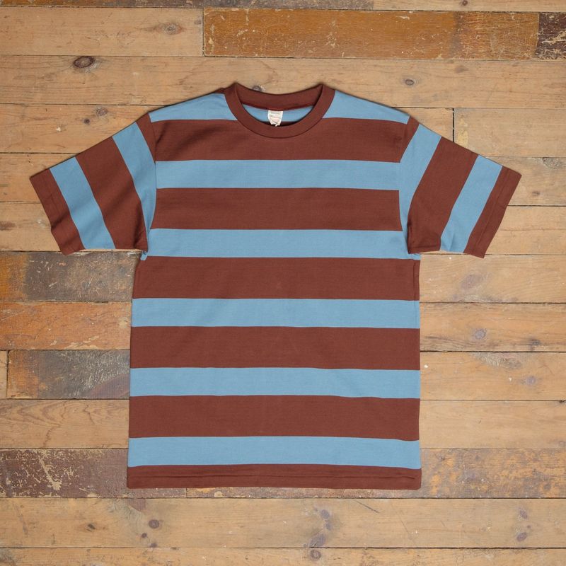 Warehouse Border Stripe Brown/Blue T-Shirt