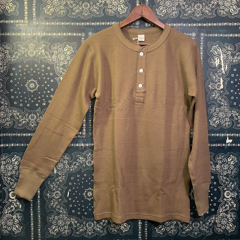 Warehouse Henley Waffle Long Sleeve Shirt Lot #5904