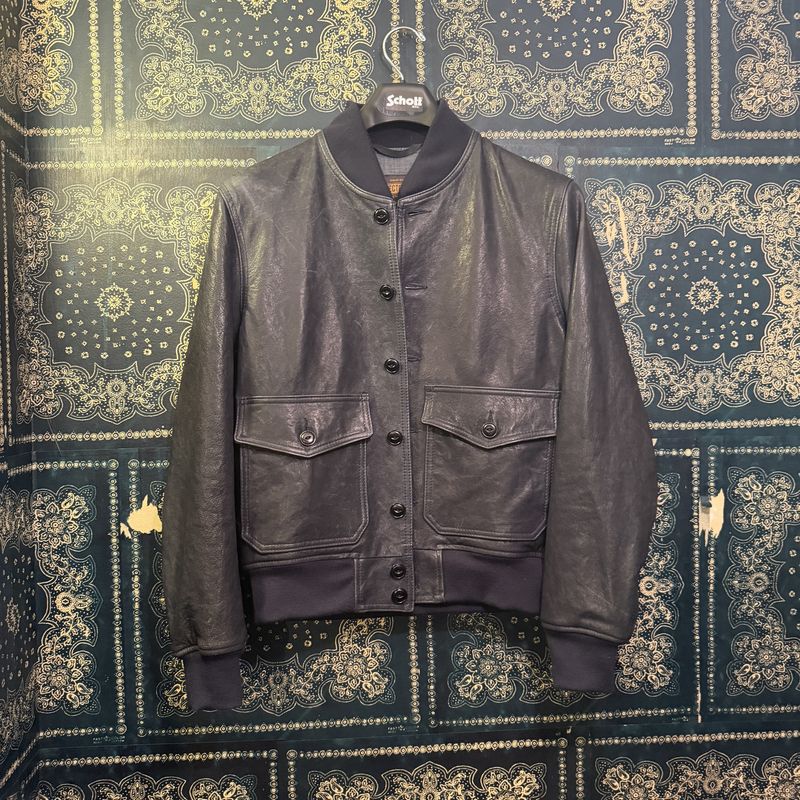 Schott P2484 Lambskin A-1 Flight Jacket Navy