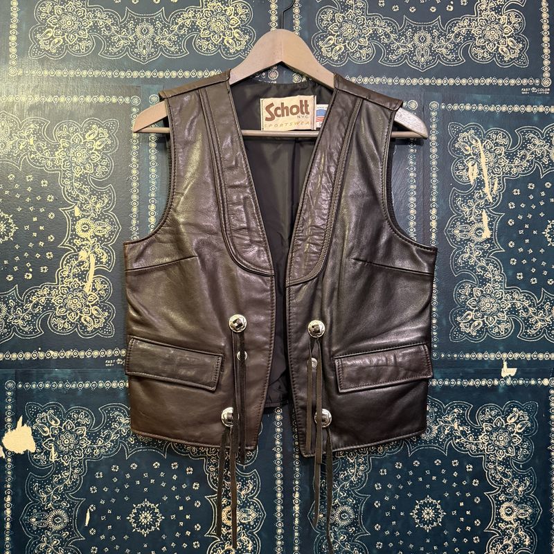 Schott Vintage Brown Leather Vest
