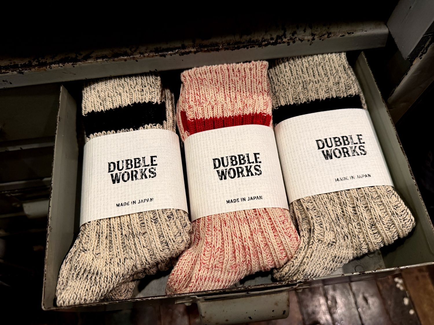 Dubble Works LOW GAUGE RIB LINE SOX Lot #9001 in KINARI x BLACK