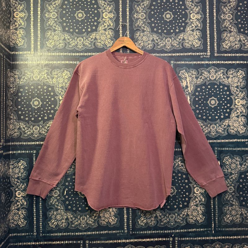 Dubble Works 9.5oz "STAND WHEEL"HEAVY WEIGHT LONG SLEEVE BASEBALL Tee PIGMENT DYE Lot #152-58106PD in BORDEAUX