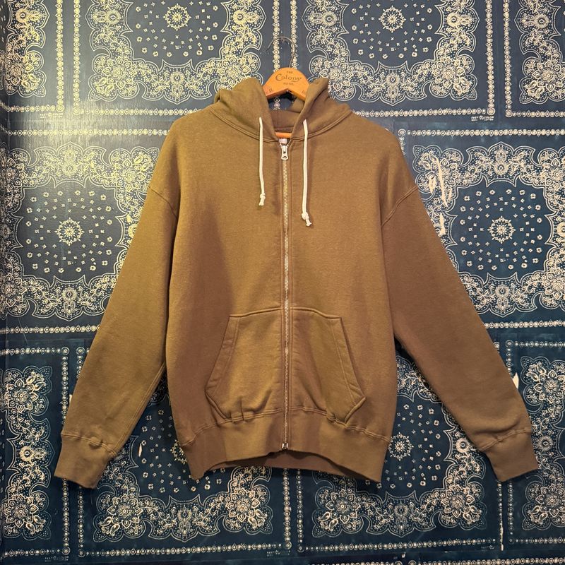 Dubble Works "LOOP WHEEL"ZIP-UP SWEAT HOODIE Lot #152-88003 in KHAKI