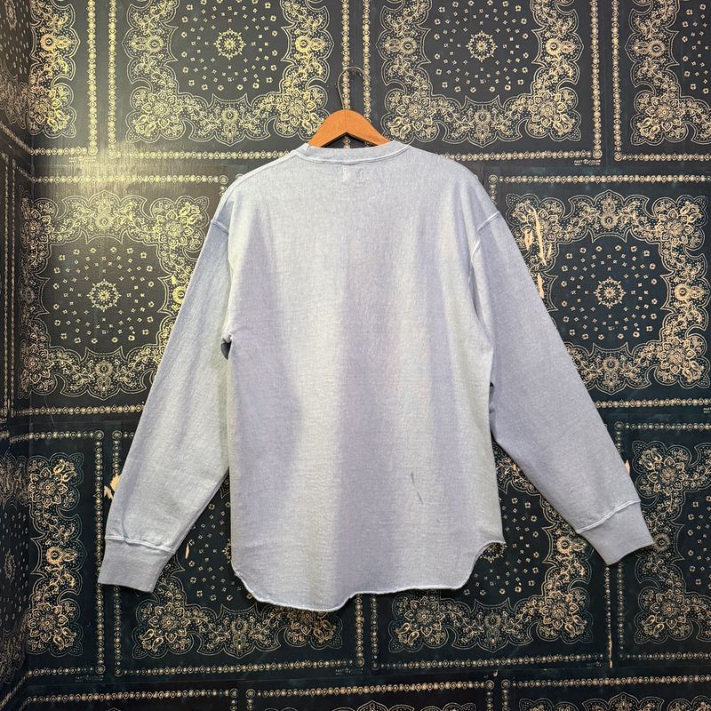 Dubble Works 9.5oz "STAND WHEEL"HEAVY WEIGHT LONG SLEEVE BASEBALL Tee PIGMENT DYE Lot #152-58106PD in SAX