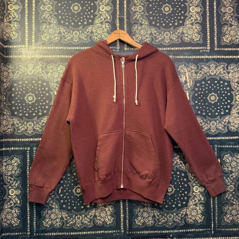 Dubble Works "LOOP WHEEL"ZIP-UP SWEAT HOODIE Lot #152-88003 in BORDEAUX