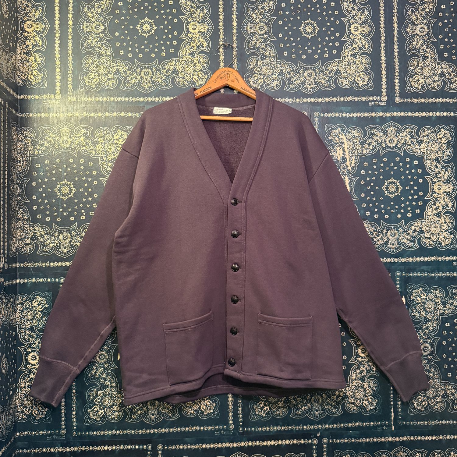 Warehouse 4 needle Sweat Cardigan Lot #498 in Dark Navy