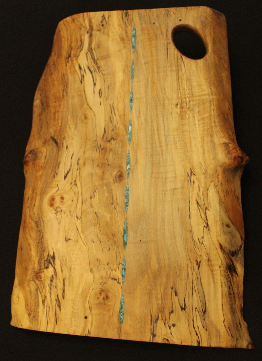 Turquoise inlayed Maple Live Edge Charcuterie Board