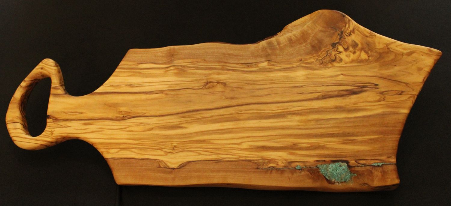 Olive Wood Charcuterie Board with Turquoise Inlay