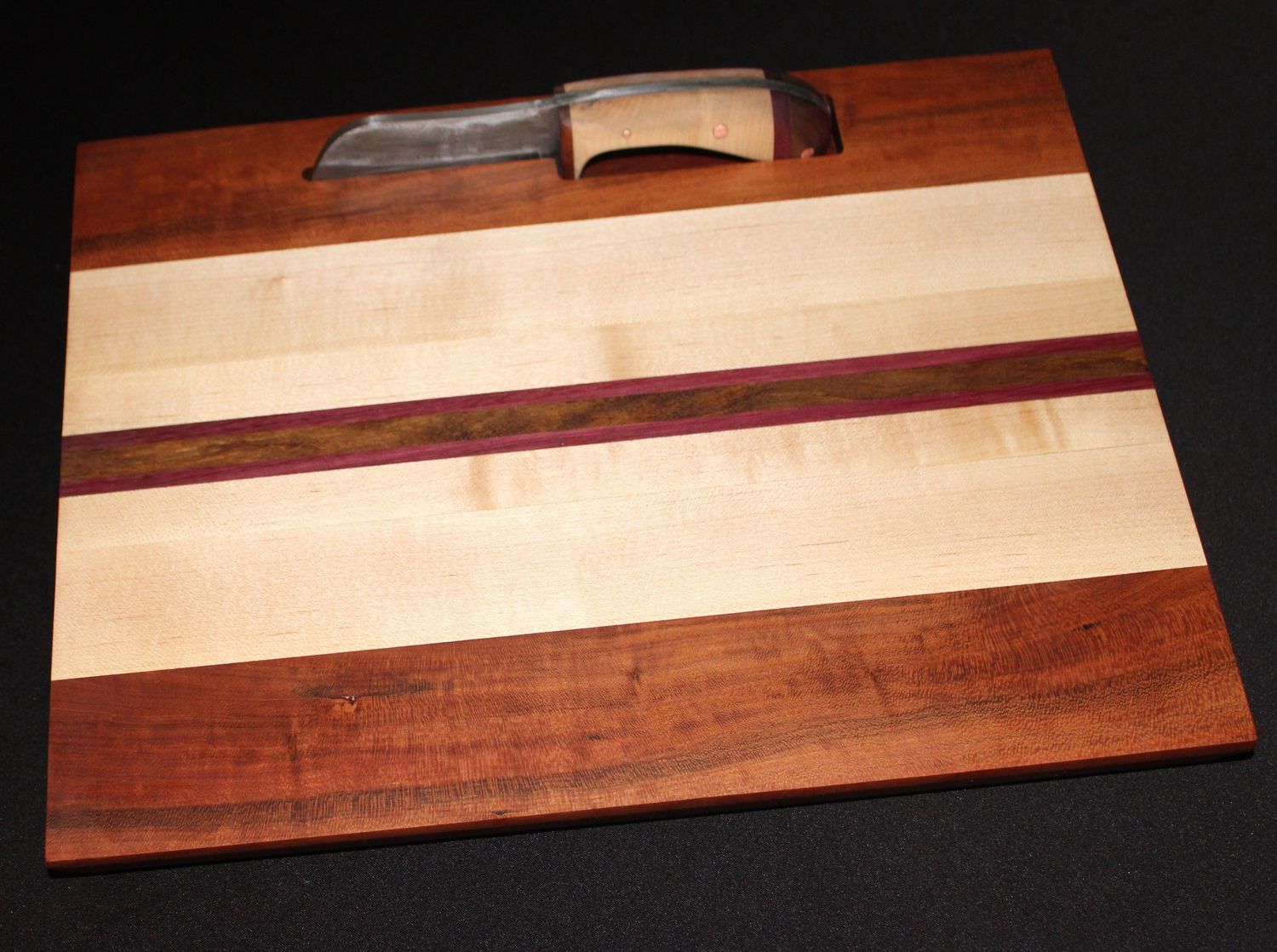 Mahogany Cutting Board with Knife