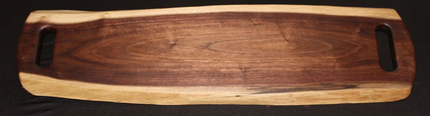 Two Handle Walnut Live Edge Charcuterie Board