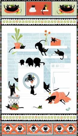 White 24in Wide Cats In The Laundry Panel | Leezaworks