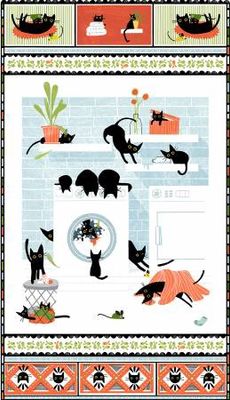 White 24in Wide Cats In The Laundry Panel | Leezaworks