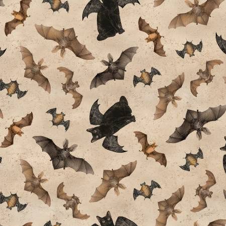 Khaki Gothic Halloween Digital Bats &amp; Cats | Halloween