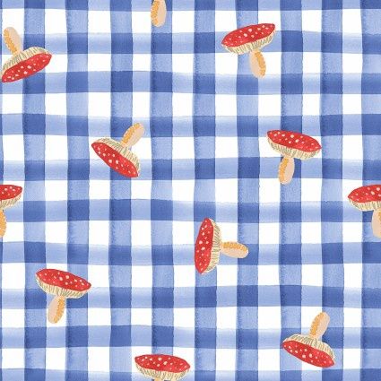 Toadstool Gingham - Indigo | Garden Explorer| Misc Bolts
