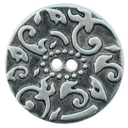 full metal button with structure and 2 holes - Size: 20mm - Color: altsilber - A... 652453111095
