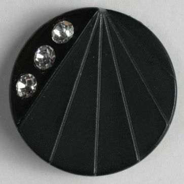 nylon button with rhinestones - Size: 20mm - Color: black 653634400007