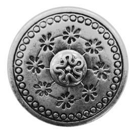 full metal button with floral design and shank - Size: 20mm - Color: altsilber -... 652453111064