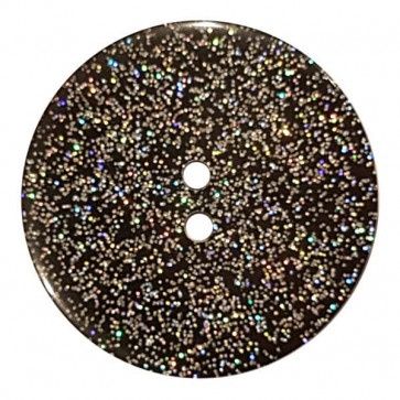 round polyester button with glitter and 2 holes - Size: 18mm - Color: black 652453413267