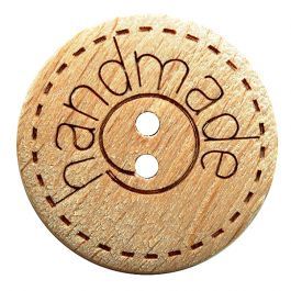wood button round shape with handmade-labeling and 2 holes - Size: 15mm - Color:... 653632614055