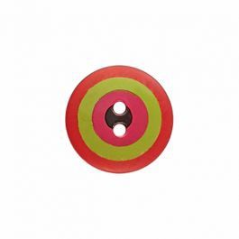 Kaffe Fassett Button Target polyamide round shape 2 holes - Size: 15mm - Color: red/green/pink/black - Art.-Nr.: 261396 653632613959