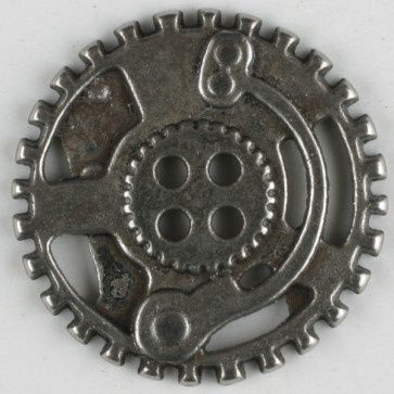 steampunk button with 4 holes - Size: 23mm - Color: dull silver 652453310771