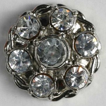 nylon button with rhinestones - Size: 23mm - Color: silver 653635100142