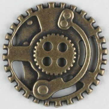 steampunk button with 4 holes - Size: 23mm - Color: antique brass 652453310788