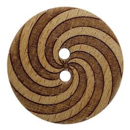 wood button round shape with pattern and 2 holes - Size: 23mm - Color: braun - A... 652453111163
