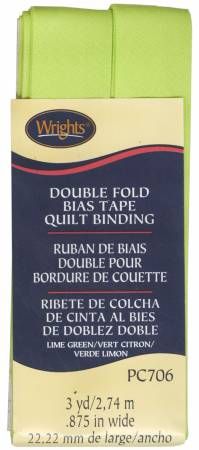 Double Fold Bias Tape Quilt Binding, 7/8" x 3 yds, Lime Green