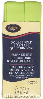 Double Fold Bias Tape Quilt Binding, 7/8" x 3 yds, Lime Green