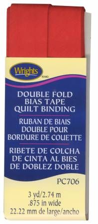 Double Fold Bias Tape Quilt Binding, 7/8" x 3 yds, Red
