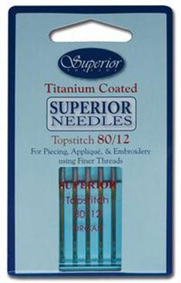 Titanium Coated Topstitch Needles, sz 80/12, 5 ct