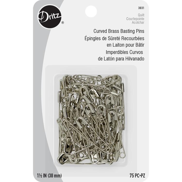 Curved Safety/Basting Pins, 1-1/2", 75 ct