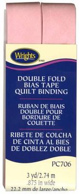 Double Fold Bias Tape Quilt Binding, 7/8" x 3 yds, Light Pink