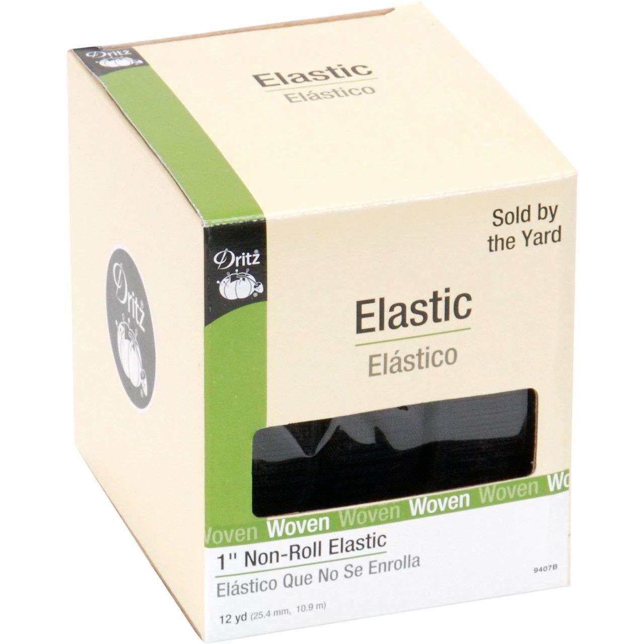 1" Non-Roll Elastic, Black