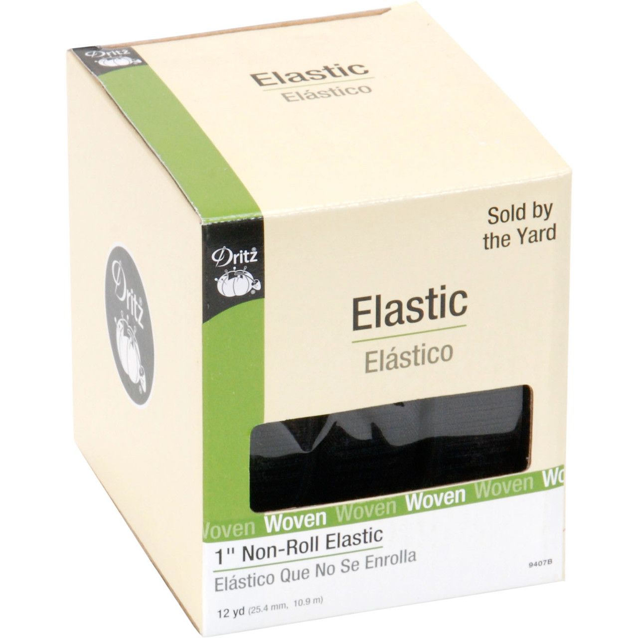 1" Non-Roll Elastic, Black